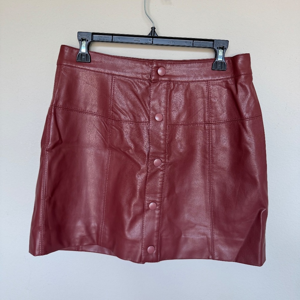 Free People Vintage burgundy leather mini skirt